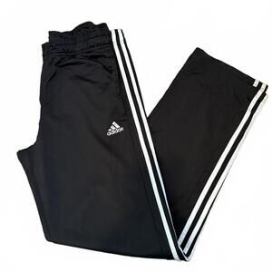 Adidas Black Track Pants with White Stripes
